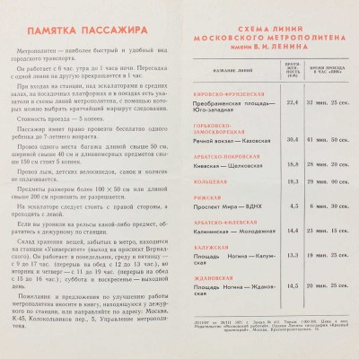 Схема метрополитена г. Москвы. М.: Московский рабочий, 1971.